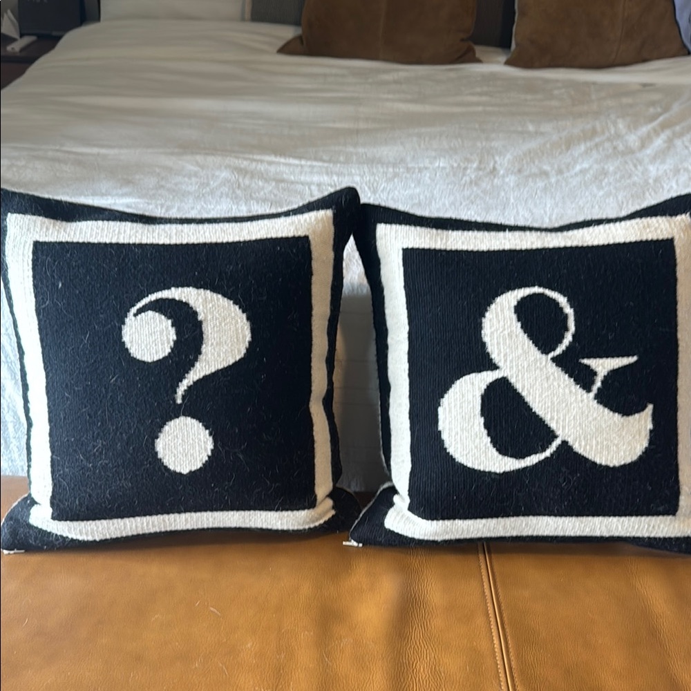 Jonathan Adler Black and White Question Mark & Ampersand Throw Pillows - Picture 3 of 5